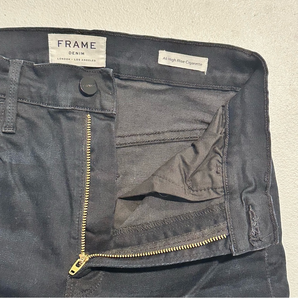 Frame Denim Ali High Rise Cigarette Byxbee Women's Black Skinny‎ Jeans Sz 27 - Picture 7 of 12